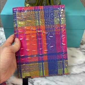 Brahmin Multi Assorted Plaid Croc Embossed Leather NWT Notebook